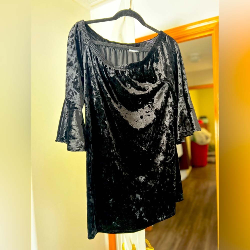 Velvet off the shoulder mini dress